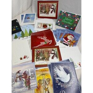 Modern Style Christmas Card Lot of 38 pc with Envelopes Holiday Greetings